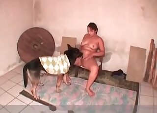 Fatty bitch impaled by her doggy