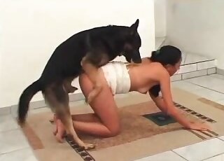 Amazing bestial action for a girl and a doggie