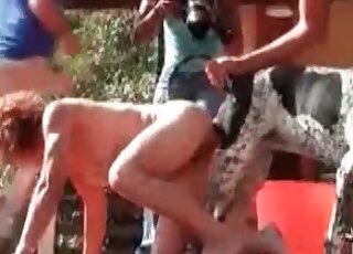 Outdoors fucking in this video with a lovely dalmatian