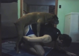 Dude is going to scream out in passion with a dog