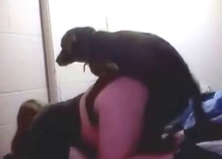 Amazingly long doggystyle with a black dog