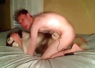 Dude is ready to fuck his dog on all fours
