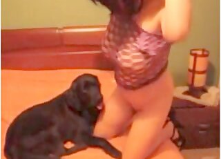 Nice pussy licking action with a doggy and my dirty wife